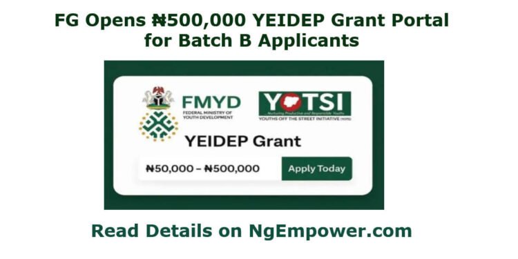 FG Opens ₦500,000 YEIDEP Grant Portal for Batch B Applicants 1 YEIDEP Grant Portal for Batch B Applicants