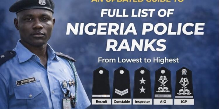 Full List of Nigeria Police Ranks from Lowest to Highest (Updated & Explained) 1 Full list of Nigeria Police ranks from lowest to highest in Nigeria