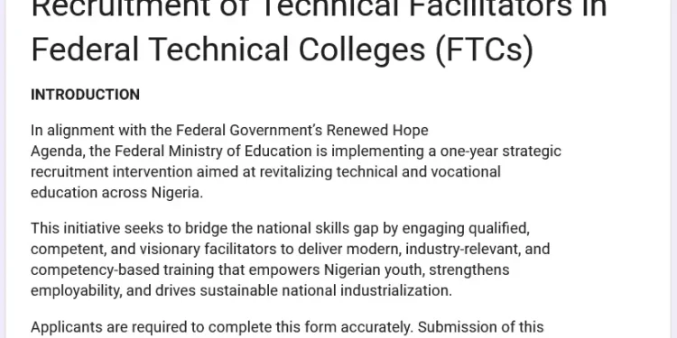 Federal Ministry of Education Recruitment 2026