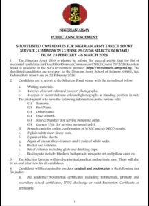 Nigerian Army DSSC Shortlisted Candidates 2026 Is Out: How to Check, Screening Date, Venue, and Full Requirements 2 Nigerian Army DSSC Shortlisted Candidates 2026 Is Out