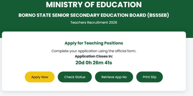 Borno State teachers recruitment 2026, BSSSEB recruitment, MOESTI teachers application
