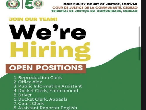 ECOWAS Court Opens Recruitment for Multiple Positions