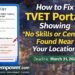 How to Fix TVET Portal Showing “No Skills or Centers Found Near Your Location”